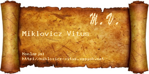 Miklovicz Vitus névjegykártya